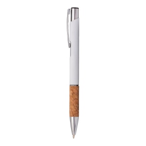 Stylo à bille en aluminium caoutchouté, prise en liège et détails chromés, clip en métal 11