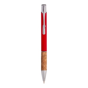 Stylo à bille en aluminium caoutchouté, prise en liège et détails chromés, clip en métal 4
