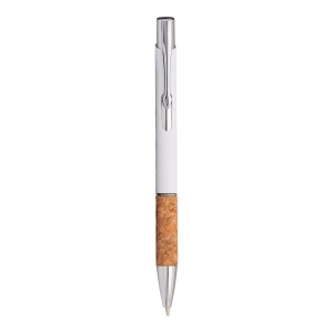 Stylo à bille en aluminium caoutchouté, prise en liège et détails chromés, clip en métal 6