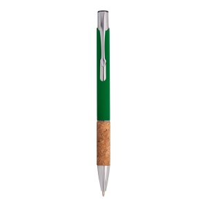 Stylo à bille en aluminium caoutchouté, prise en liège et détails chromés, clip en métal 3
