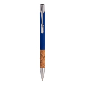 Stylo à bille en aluminium caoutchouté, prise en liège et détails chromés, clip en métal 2