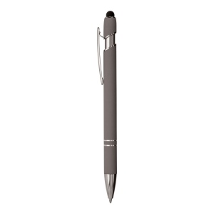 Stylo à bille en aluminium caoutchouté avec gomme pour écran tactile et clip en métal 14
