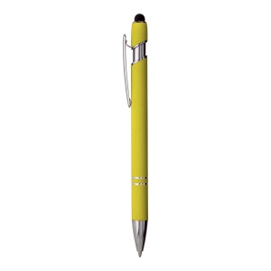 Stylo à bille en aluminium caoutchouté avec gomme pour écran tactile et clip en métal 16