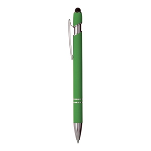 Stylo à bille en aluminium caoutchouté avec gomme pour écran tactile et clip en métal 18
