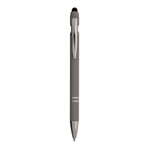 Stylo à bille en aluminium caoutchouté avec gomme pour écran tactile et clip en métal 4