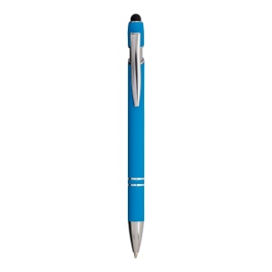 Stylo à bille en aluminium caoutchouté avec gomme pour écran tactile et clip en métal 3