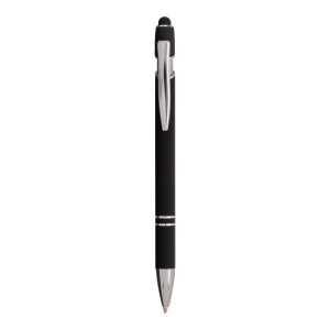 Stylo à bille en aluminium caoutchouté avec gomme pour écran tactile et clip en métal 10