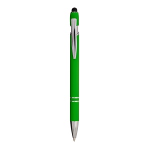 Stylo à bille en aluminium caoutchouté avec gomme pour écran tactile et clip en métal