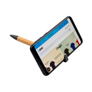 Stylo twist en bambou et paille de blé avec support pour téléphone portable 16
