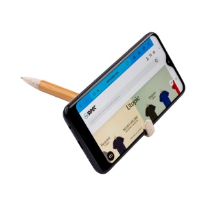 Stylo twist en bambou et paille de blé avec support pour téléphone portable 10