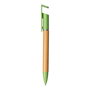 Stylo twist en bambou et paille de blé avec support pour téléphone portable 2