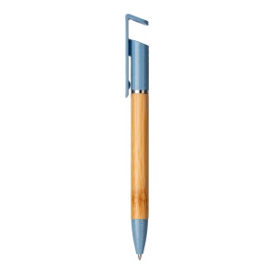 Stylo twist en bambou et paille de blé avec support pour téléphone portable 4
