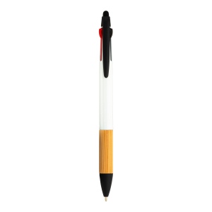 Stylo à bille en plastique avec 3 recharges, avec gomme pour écran tactile, grip bambou 6