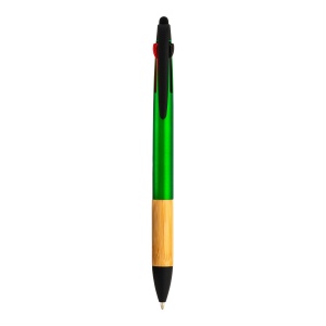 Stylo à bille en plastique avec 3 recharges, avec gomme pour écran tactile, grip bambou 3
