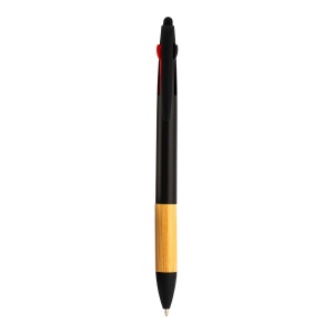 Stylo à bille en plastique avec 3 recharges, avec gomme pour écran tactile, grip bambou 5