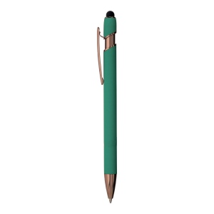 Stylo à bille en aluminium caoutchouté avec gomme pour écran tactile et clip en métal 10