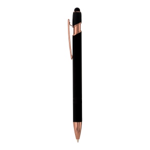 Stylo à bille en aluminium caoutchouté avec gomme pour écran tactile et clip en métal 12
