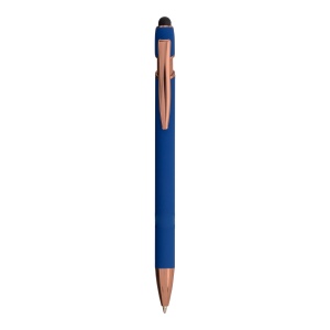 Stylo à bille en aluminium caoutchouté avec gomme pour écran tactile et clip en métal 3