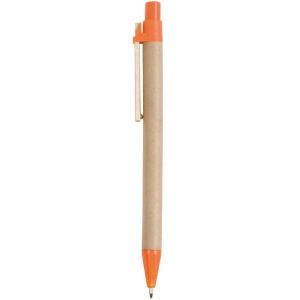 Stylo à bille en papier recyclé, détails colorés en PP et paille de blé, clip en bois 7