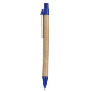 Stylo à bille en papier recyclé, détails colorés en PP et paille de blé, clip en bois 8