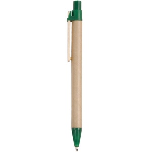 Stylo à bille en papier recyclé, détails colorés en PP et paille de blé, clip en bois 9