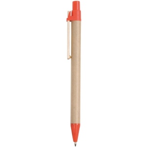 Stylo à bille en papier recyclé, détails colorés en PP et paille de blé, clip en bois 10