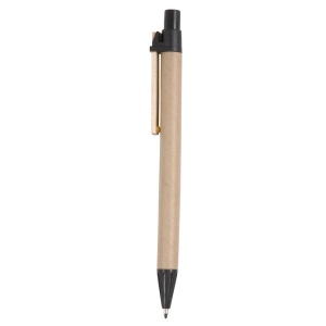 Stylo à bille en papier recyclé, détails colorés en PP et paille de blé, clip en bois 11