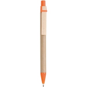 Stylo à bille en papier recyclé, détails colorés en PP et paille de blé, clip en bois 2