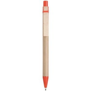 Stylo à bille en papier recyclé, détails colorés en PP et paille de blé, clip en bois 5