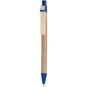 Stylo à bille en papier recyclé, détails colorés en PP et paille de blé, clip en bois 3