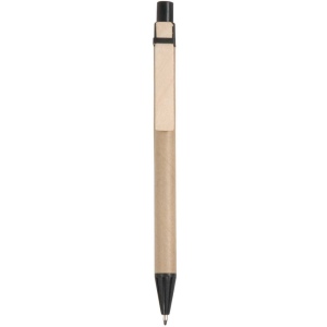 Stylo à bille en papier recyclé, détails colorés en PP et paille de blé, clip en bois 6