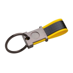 Porte-clés en métal bruni et PU bicolore, avec un espace adapté au logo en résine 3