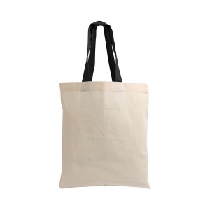 Mini sac à provisions en coton naturel recyclé de 140 g/m2 avec poignées colorées 23