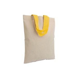 Mini sac à provisions en coton naturel recyclé de 140 g/m2 avec poignées colorées 4