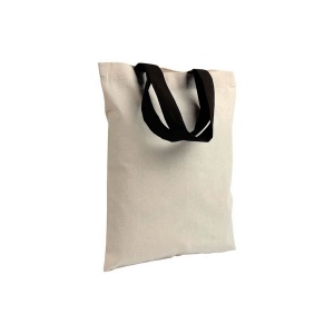 Mini sac à provisions en coton naturel recyclé de 140 g/m2 avec poignées colorées 7