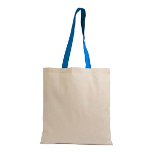 Sac de shopping en coton naturel recyclé de 140 g/m2 avec poignées colorées 9