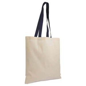 Sac de shopping en coton naturel recyclé de 140 g/m2 avec poignées colorées 19