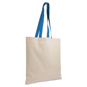 Sac de shopping en coton naturel recyclé de 140 g/m2 avec poignées colorées 10