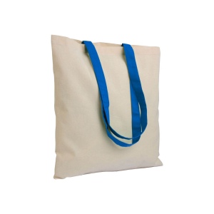Sac de shopping en coton naturel recyclé de 140 g/m2 avec poignées colorées