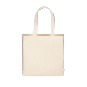 Sac à provisions maxi en coton recyclé de 280 g/m2 naturel avec poignées colorées 8