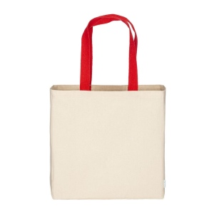 Sac à provisions maxi en coton recyclé de 280 g/m2 naturel avec poignées colorées 17