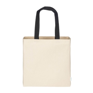 Sac à provisions maxi en coton recyclé de 280 g/m2 naturel avec poignées colorées 19