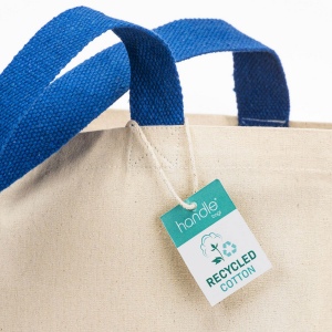 Sac à provisions maxi en coton recyclé de 280 g/m2 naturel avec poignées colorées 11