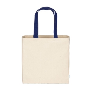 Sac à provisions maxi en coton recyclé de 280 g/m2 naturel avec poignées colorées 13