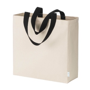 Sac à provisions maxi en coton recyclé de 280 g/m2 naturel avec poignées colorées 7