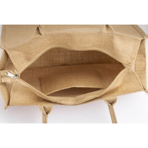 Sac en jute avec poignées en coton. Fermeture à glissière 13