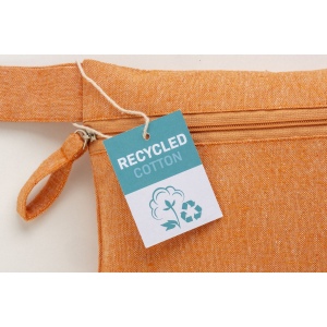 Porte-documents en coton recyclé 180 g/m2 avec fermeture à glissière, certifié GRS 19