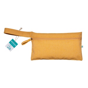 Porte-documents en coton recyclé 180 g/m2 avec fermeture à glissière, certifié GRS 22