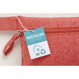 Porte-documents en coton recyclé 180 g/m2 avec fermeture à glissière, certifié GRS 26