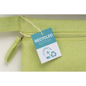 Porte-documents en coton recyclé 180 g/m2 avec fermeture à glissière, certifié GRS 10